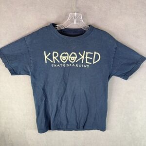 Krooked Skateboards Shirt Medium Blue Logo Skater Hip Hop Retro Streetwear